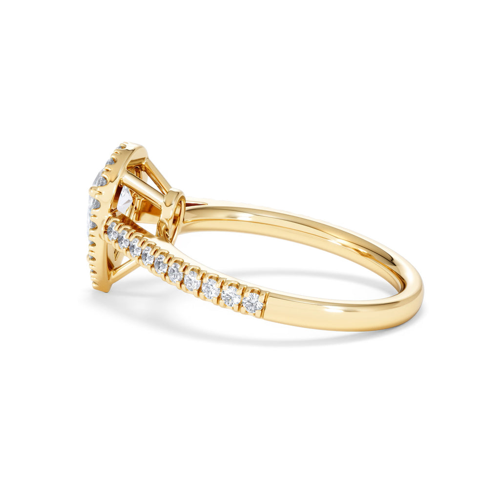 Diana GIA Diamond Pear Halo Engagement Ring in 18K Gold 1.35ct H/SI