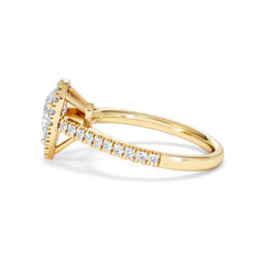 Diana GIA Diamond Pear Halo Engagement Ring in 18K Gold 1.35ct H/SI