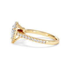 Diana GIA Diamond Pear Halo Engagement Ring in 18K Gold 1.35ct H/SI