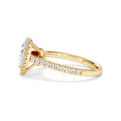 Diana GIA Diamond Pear Halo Engagement Ring in 18K Gold 1.35ct H/SI