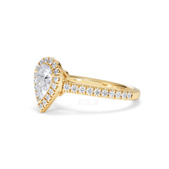 Diana GIA Diamond Pear Halo Engagement Ring in 18K Gold 1.35ct H/SI