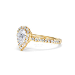 Diana GIA Diamond Pear Halo Engagement Ring in 18K Gold 1.35ct H/SI