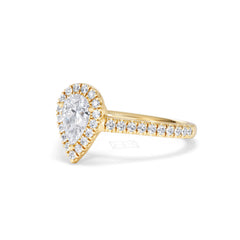 Diana GIA Diamond Pear Halo Engagement Ring in 18K Gold 1.35ct H/SI