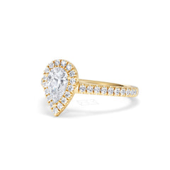 Diana GIA Diamond Pear Halo Engagement Ring in 18K Gold 1.35ct H/SI