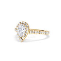 Diana GIA Diamond Pear Halo Engagement Ring in 18K Gold 1.35ct H/SI