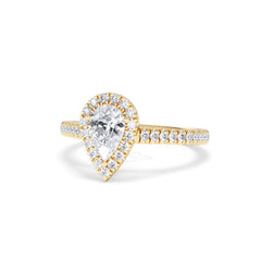 Diana GIA Diamond Pear Halo Engagement Ring in 18K Gold 1.35ct H/SI