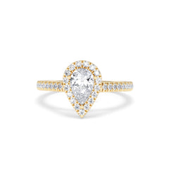 Diana GIA Diamond Pear Halo Engagement Ring in 18K Gold 1.35ct H/SI