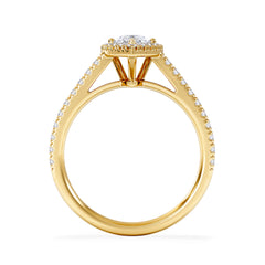 Diana GIA Diamond Pear Halo Engagement Ring in 18K Gold 1.35ct H/SI