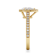 Diana GIA Diamond Pear Halo Engagement Ring in 18K Gold 1.35ct H/SI