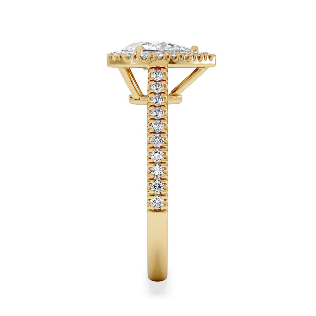 Diana GIA Diamond Pear Halo Engagement Ring in 18K Gold 1.35ct H/SI