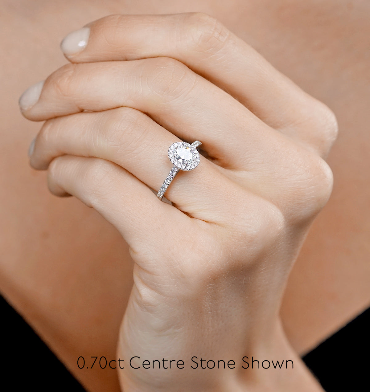 Georgina GIA Oval Diamond Halo Engagement Ring Platinum 1.30ct G/Vs1