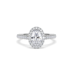 Georgina Lab Oval Diamond Halo Engagement Ring Platinum 1.55ct F/VS1