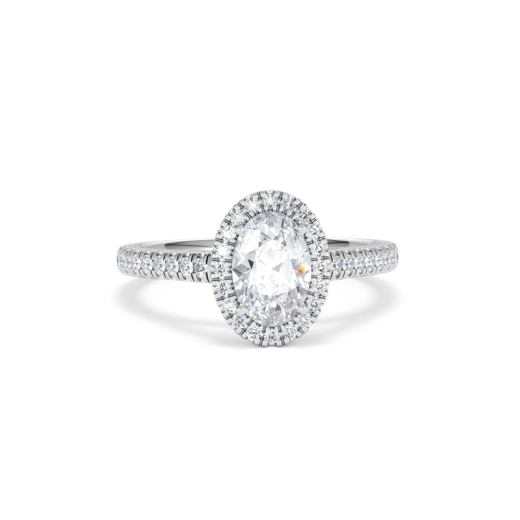 Georgina Lab Oval Diamond Halo Engagement Ring Platinum 1.55ct F/VS1
