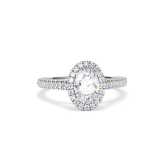 Georgina Lab Oval Diamond Halo Engagement Ring Platinum 1.55ct F/VS1
