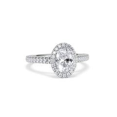 Georgina Lab Oval Diamond Halo Engagement Ring 18K White Gold 1.55ct F/VS1
