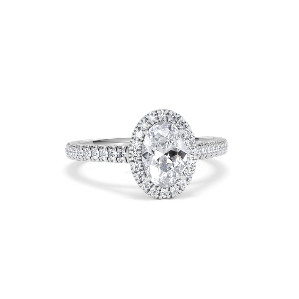 Georgina Lab Oval Diamond Halo Engagement Ring Platinum 1.55ct F/VS1