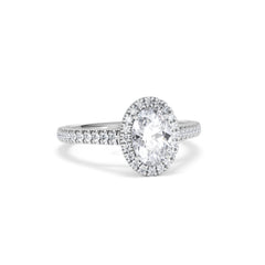 Georgina Lab Oval Diamond Halo Engagement Ring Platinum 1.55ct F/VS1