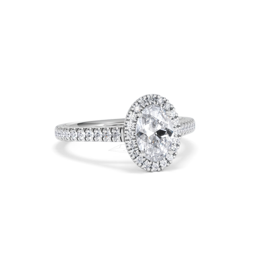 Georgina Lab Oval Diamond Halo Engagement Ring Platinum 1.55ct F/VS1