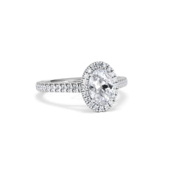 Georgina Lab Oval Diamond Halo Engagement Ring Platinum 1.55ct F/VS1