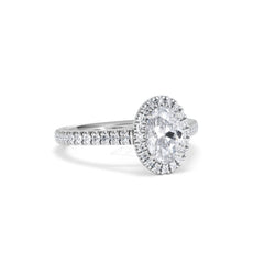 Georgina Lab Oval Diamond Halo Engagement Ring 18K White Gold 1.55ct F/VS1