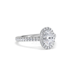 Georgina Lab Oval Diamond Halo Engagement Ring 18K White Gold 1.55ct F/VS1