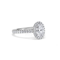 Georgina Lab Oval Diamond Halo Engagement Ring 18K White Gold 1.55ct F/VS1