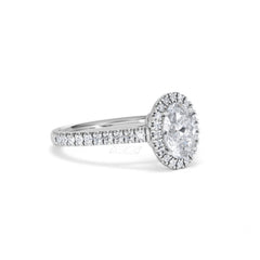 Georgina Lab Oval Diamond Halo Engagement Ring 18K White Gold 1.55ct F/VS1
