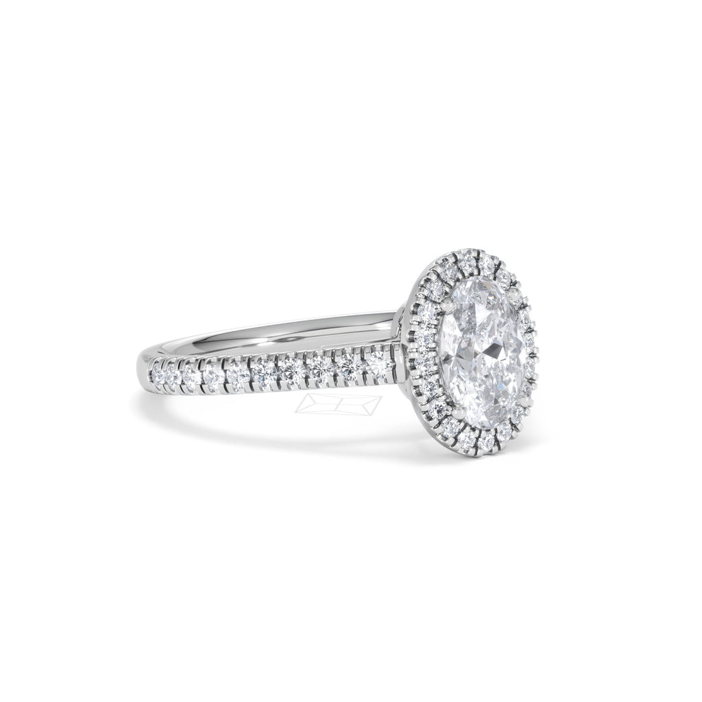 Georgina Lab Oval Diamond Halo Engagement Ring Platinum 1.55ct F/VS1
