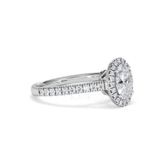 Georgina Lab Oval Diamond Halo Engagement Ring 18K White Gold 1.55ct F/VS1