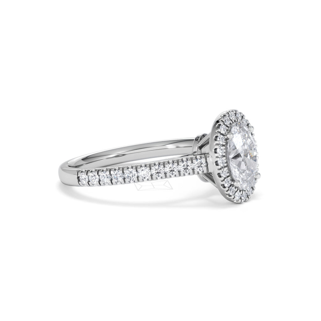 Georgina Lab Oval Diamond Halo Engagement Ring Platinum 1.55ct F/VS1
