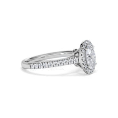 Georgina Lab Oval Diamond Halo Engagement Ring 18K White Gold 1.55ct F/VS1