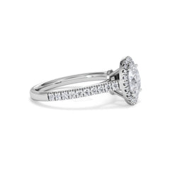 Georgina Lab Oval Diamond Halo Engagement Ring 18K White Gold 1.55ct F/VS1