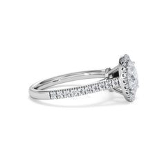 Georgina Lab Oval Diamond Halo Engagement Ring 18K White Gold 1.55ct F/VS1