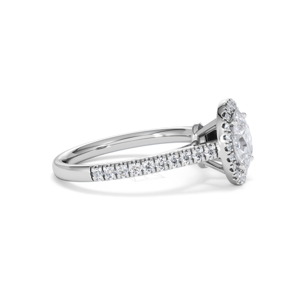 Georgina Lab Oval Diamond Halo Engagement Ring Platinum 1.55ct F/VS1
