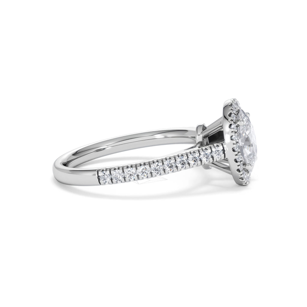 Georgina Lab Oval Diamond Halo Engagement Ring Platinum 1.55ct F/VS1