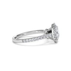 Georgina Lab Oval Diamond Halo Engagement Ring Platinum 1.55ct F/VS1