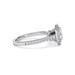 Georgina Lab Oval Diamond Halo Engagement Ring 18K White Gold 1.55ct F/VS1