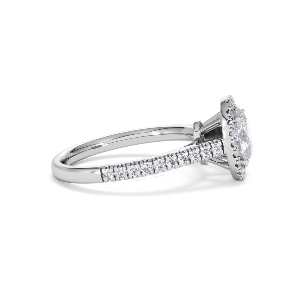 Georgina Lab Oval Diamond Halo Engagement Ring Platinum 1.55ct F/VS1