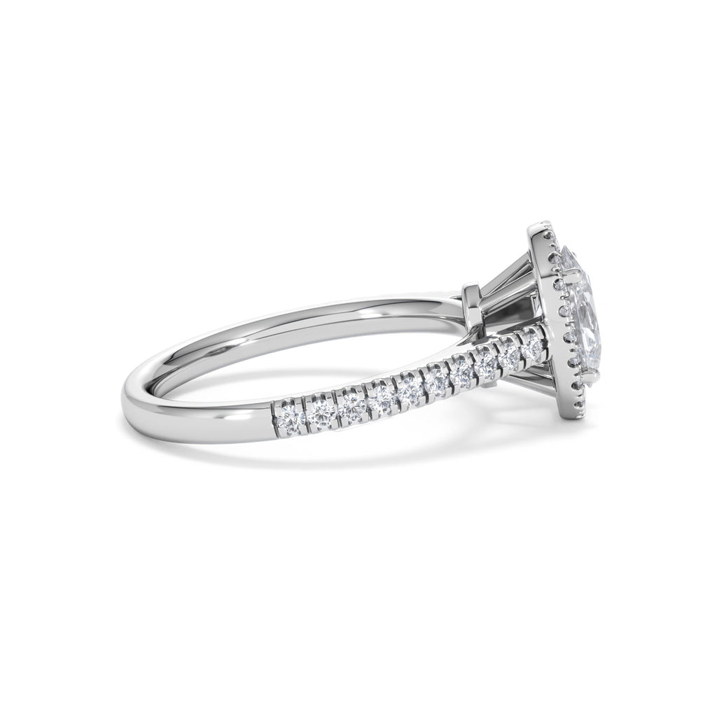 Georgina Lab Oval Diamond Halo Engagement Ring 18K White Gold 1.55ct F/VS1