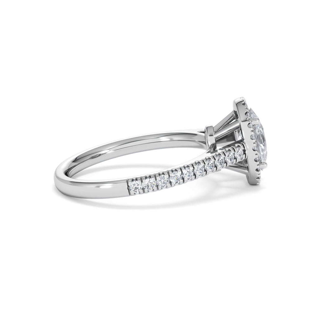 Georgina Lab Oval Diamond Halo Engagement Ring 18K White Gold 1.55ct F/VS1