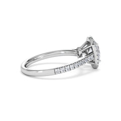Georgina Lab Oval Diamond Halo Engagement Ring 18K White Gold 1.55ct F/VS1