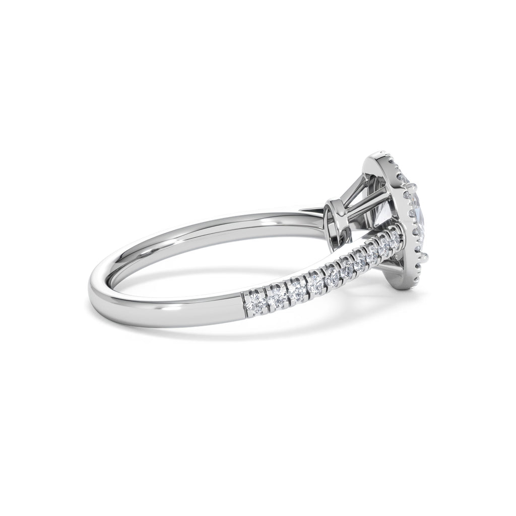 Georgina Lab Oval Diamond Halo Engagement Ring 18K White Gold 1.55ct F/VS1