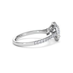 Georgina Lab Oval Diamond Halo Engagement Ring 18K White Gold 1.55ct F/VS1