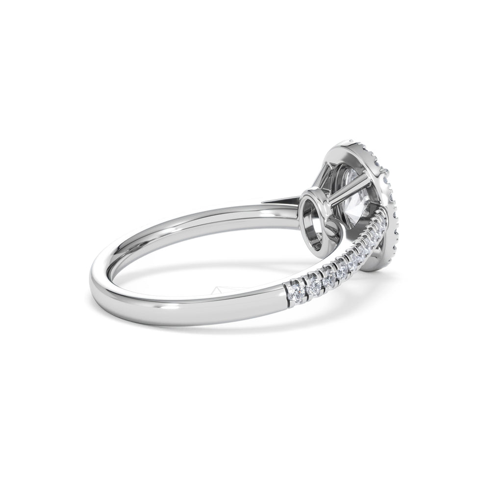 Georgina Lab Oval Diamond Halo Engagement Ring 18K White Gold 1.55ct F/VS1