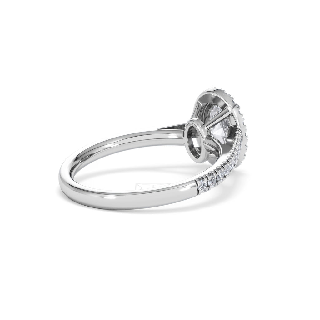 Georgina Lab Oval Diamond Halo Engagement Ring 18K White Gold 1.55ct F/VS1