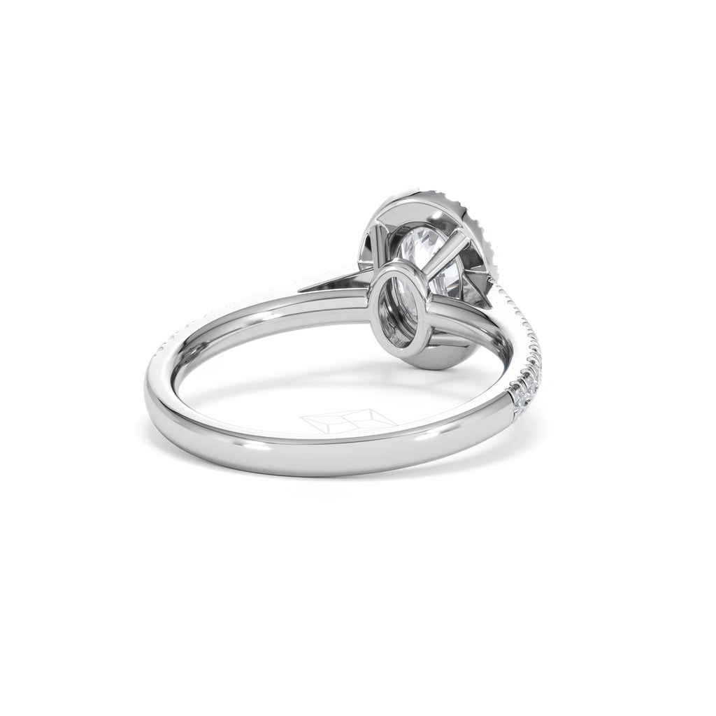Georgina Lab Oval Diamond Halo Engagement Ring 18K White Gold 1.55ct F/VS1