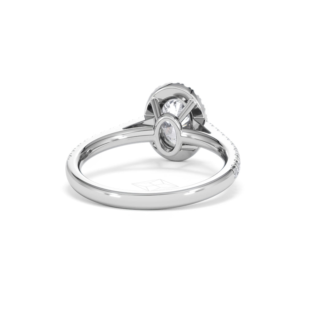 Georgina Lab Oval Diamond Halo Engagement Ring 18K White Gold 1.55ct F/VS1