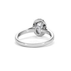 Georgina Lab Oval Diamond Halo Engagement Ring 18K White Gold 1.55ct F/VS1