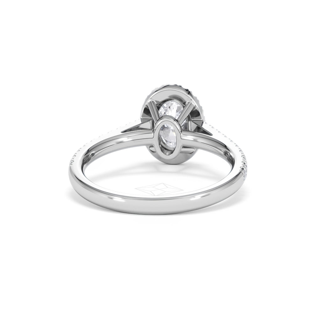 Georgina Lab Oval Diamond Halo Engagement Ring 18K White Gold 1.55ct F/VS1