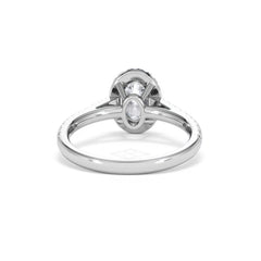 Georgina Lab Oval Diamond Halo Engagement Ring 18K White Gold 1.55ct F/VS1